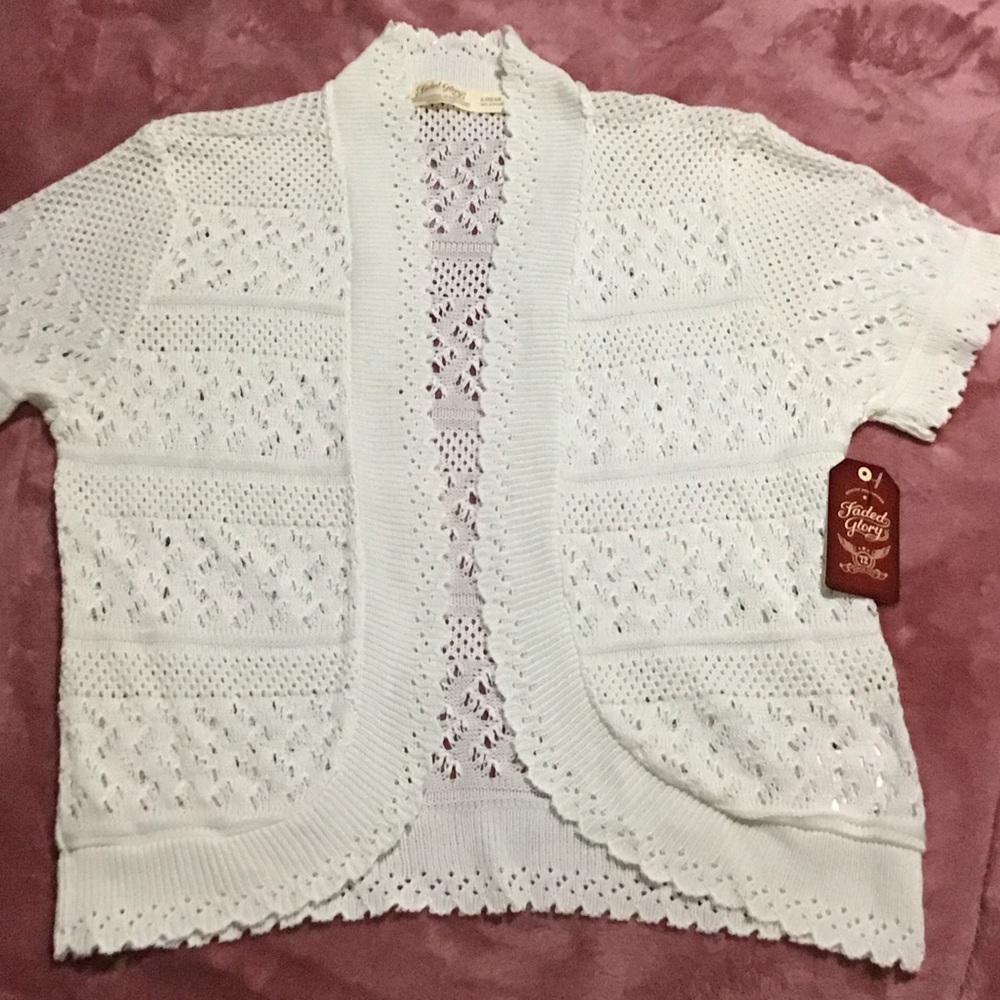 Talbots White Open-Knit Cardigan